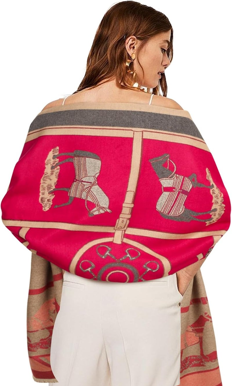 EXTREE Scarfs for Women Pashmina Silky Shawl Wrap for Evening Dressing Blanket Open Front Poncho Cape - Image 3